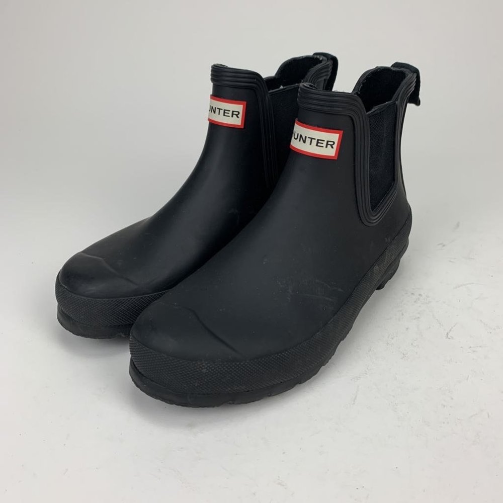 Hunter Womens Chelsea RainBoots Black Rubber 8